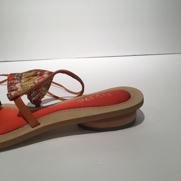 Hype Bikini Sandals Ankle Tie Orange Modern Novel - Picture 5 of 5